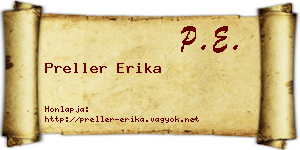 Preller Erika névjegykártya